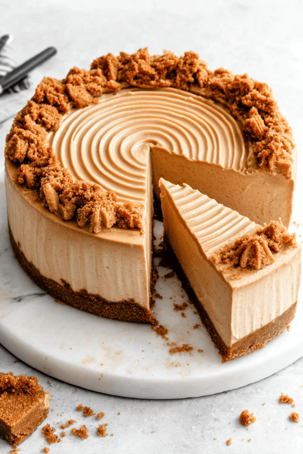 Warning: Your New Obsession - Swirled Cookie Butter Cheesecake